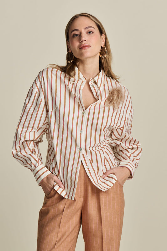 BLUSE - Striped Poplin White