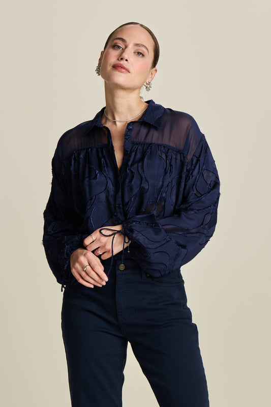 BLUSE - Jacquard Midnight Blue