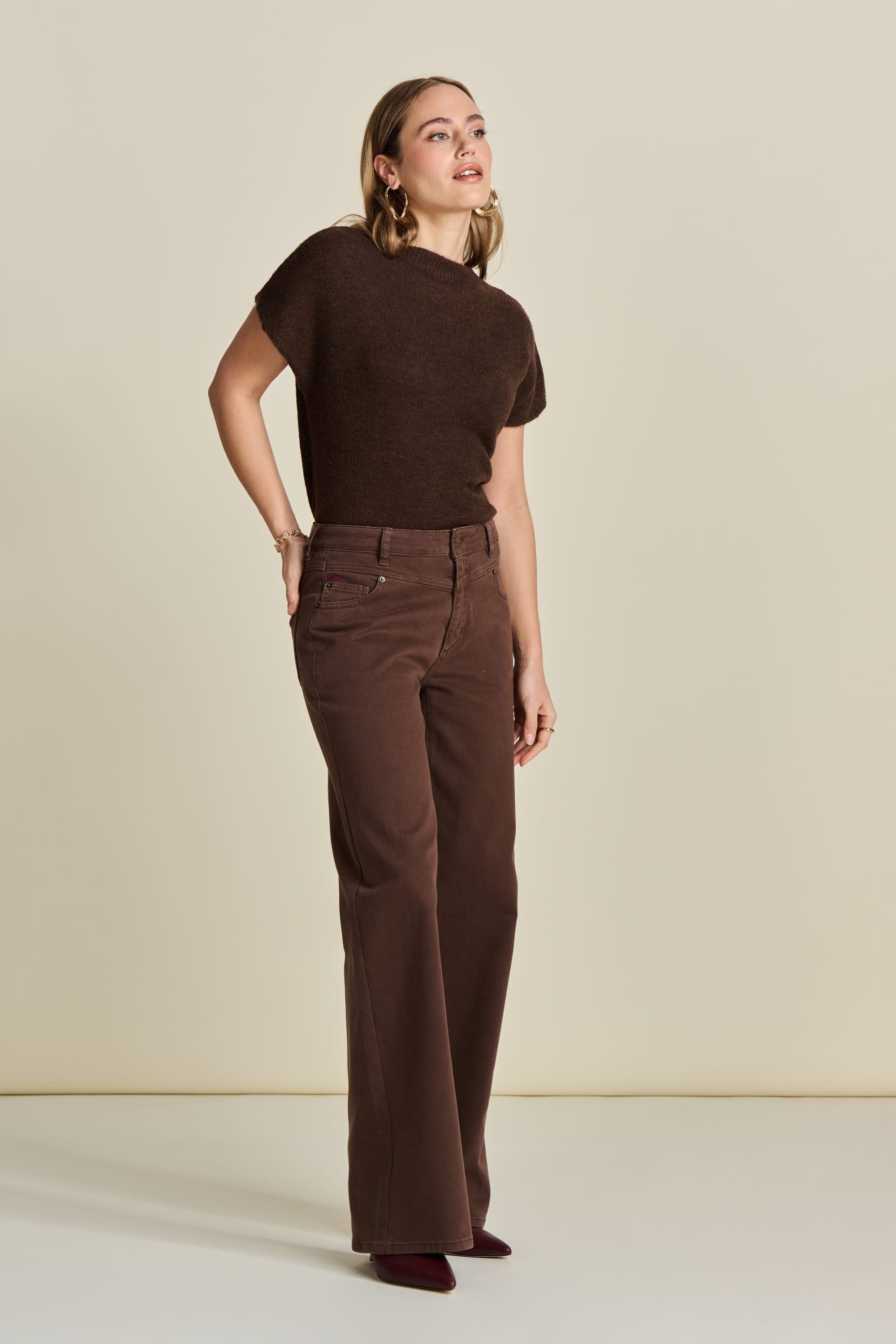 JEANS - Wide Leg Washed Brown