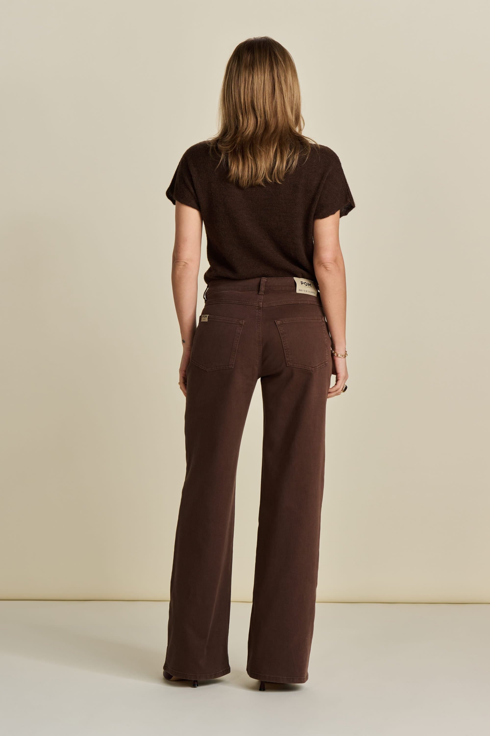 JEANS - Wide Leg Washed Brown