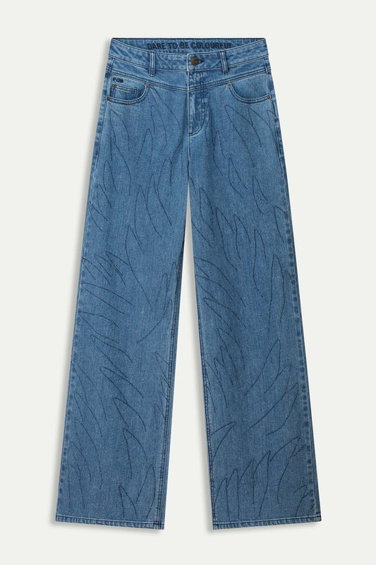 JEANS - Wide Leg Denim Rhinestones