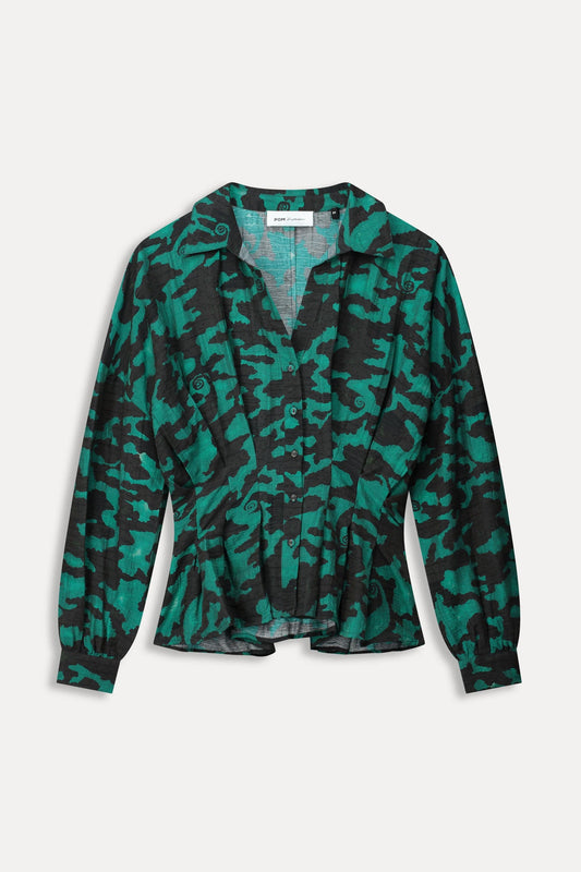 BLUSE - Camo Teal Green