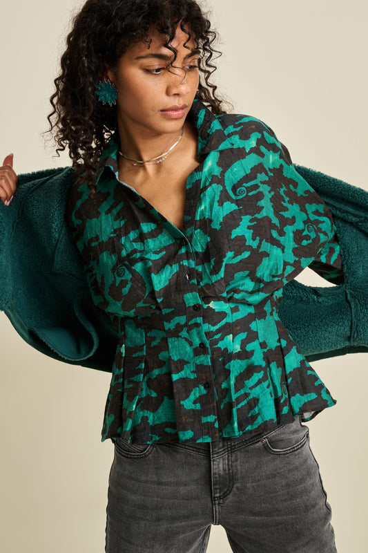 BLUSE - Camo Teal Green