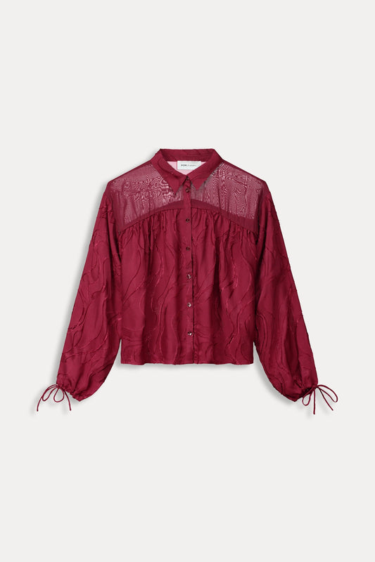 BLUSE - Jacquard Burgundy Red