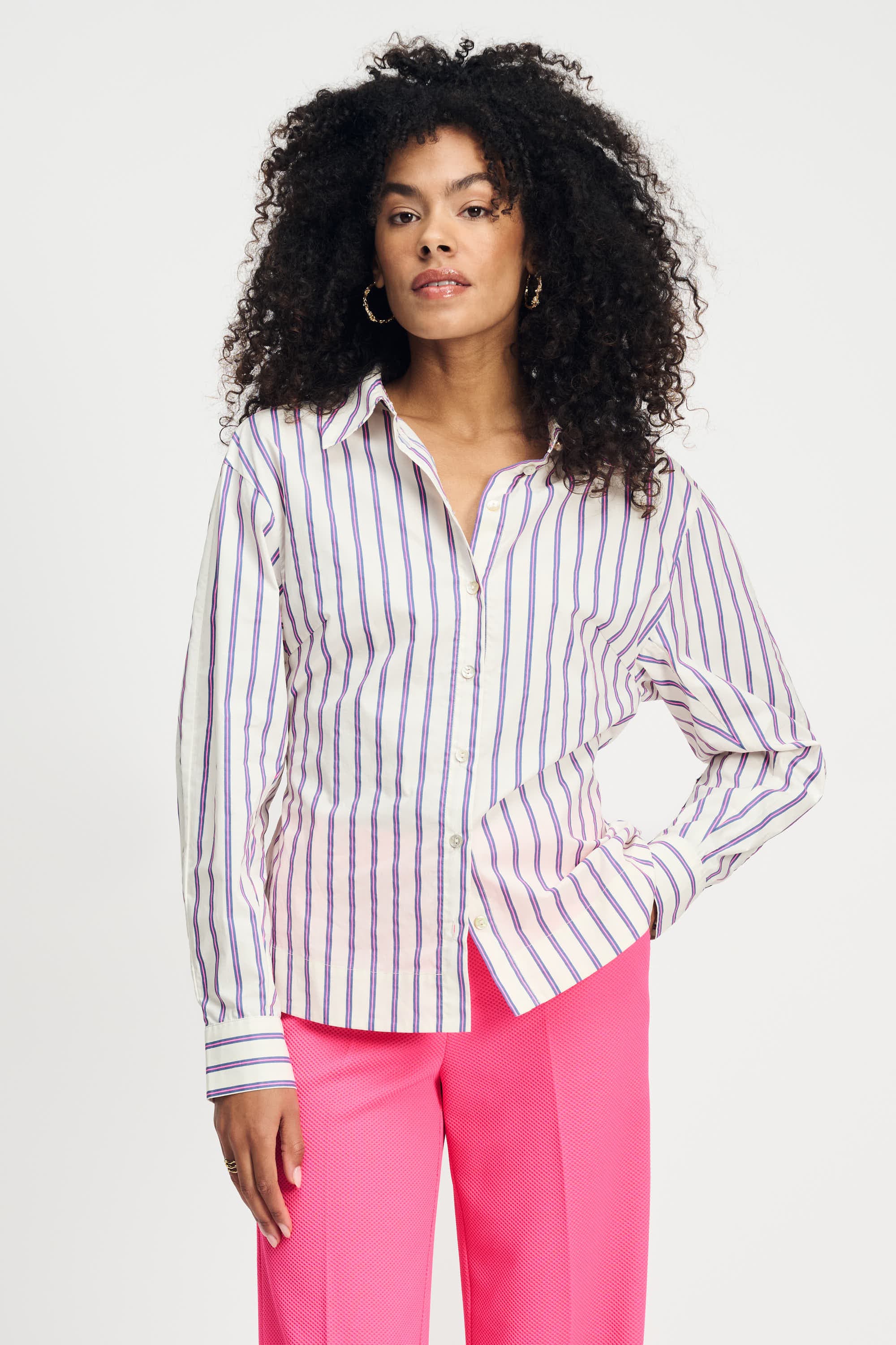 BLUSE - Striped Poplin Cream