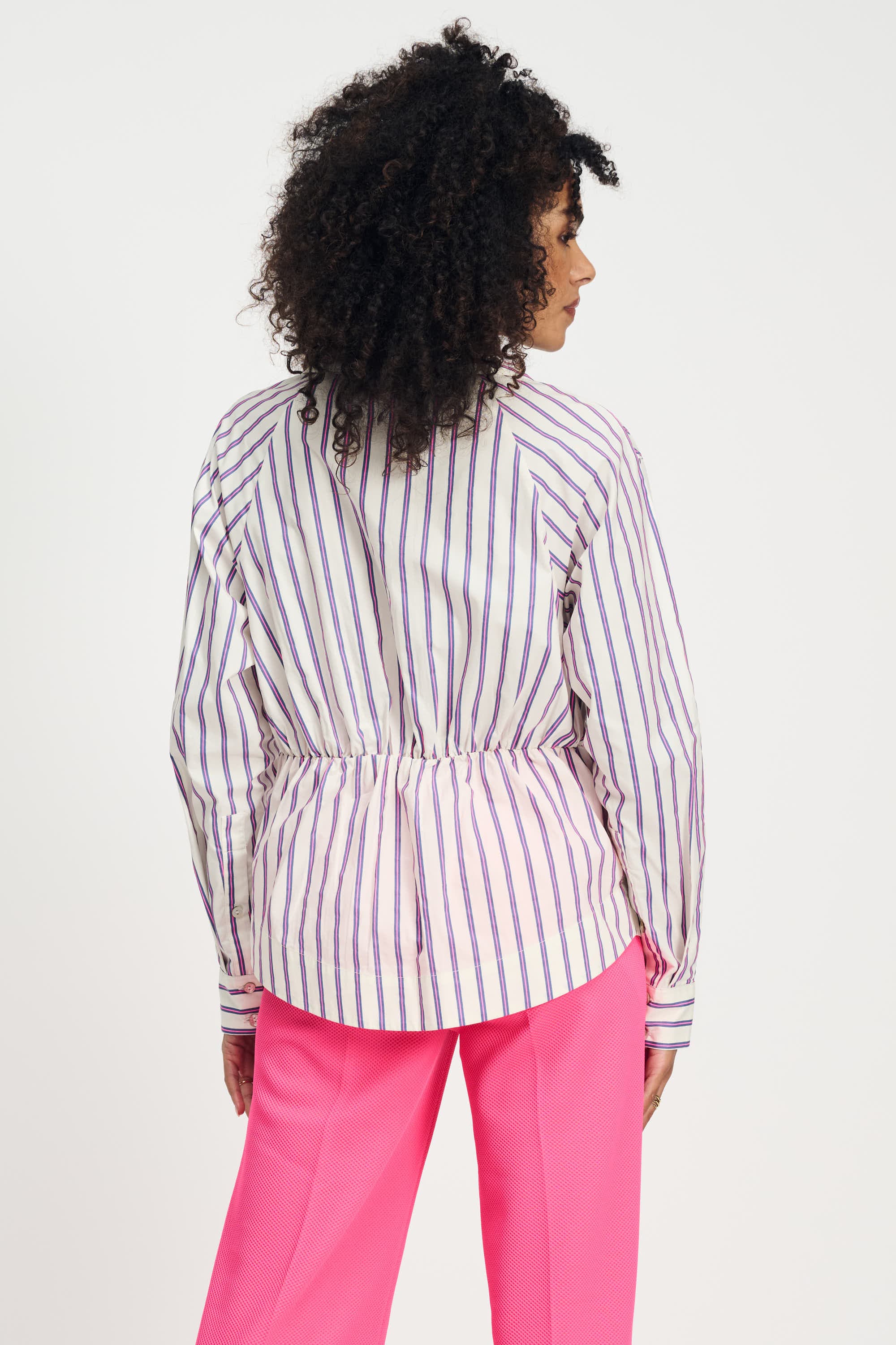 BLUSE - Striped Poplin Cream