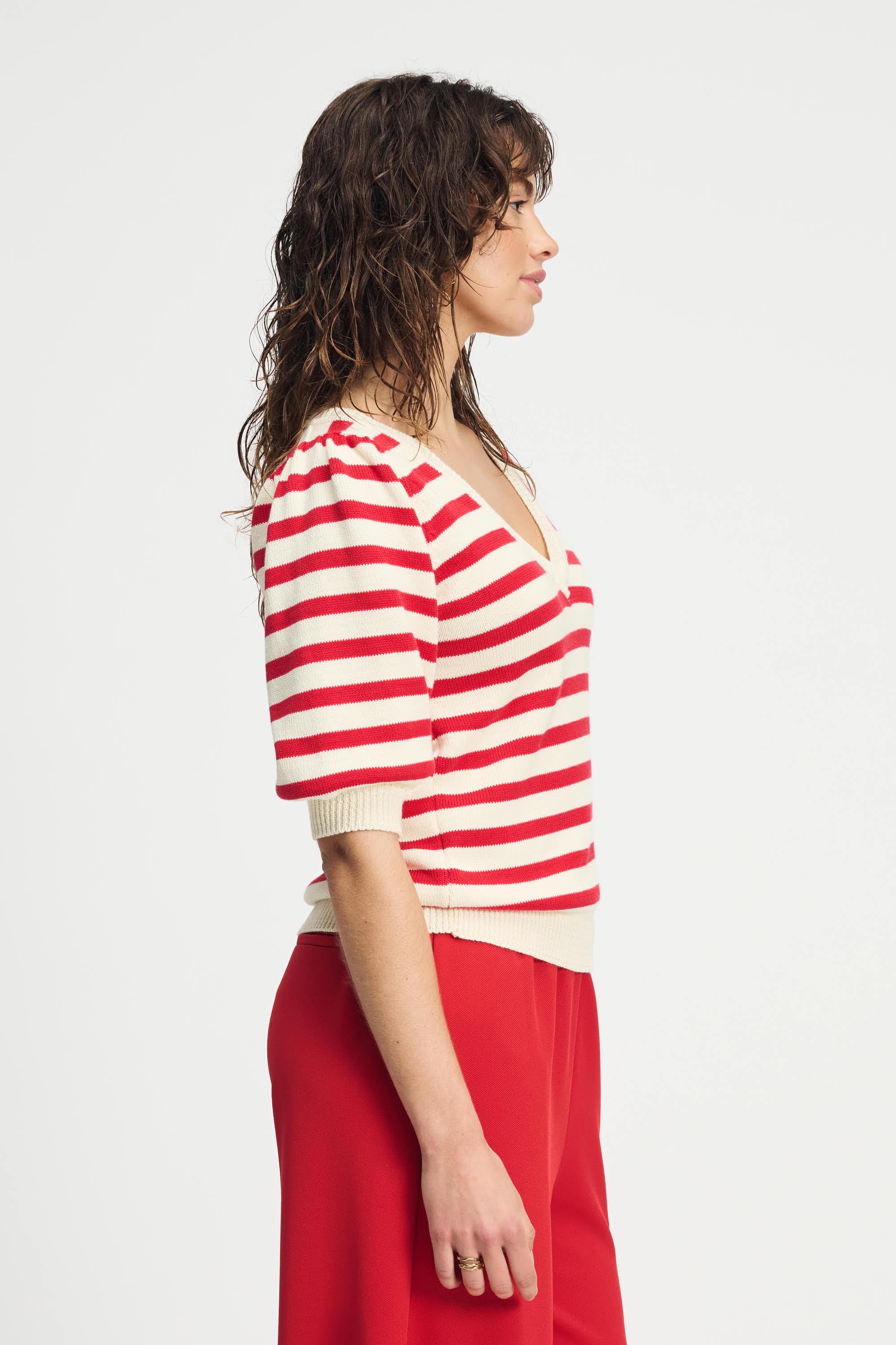 PULLOVER - Striped Scarlet Red